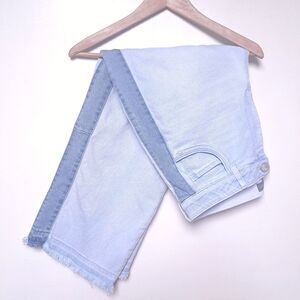 Wit & Wisdom Jeans Women 16 Raw Hem High Rise Wide Leg Patchwork Blue Skyrise